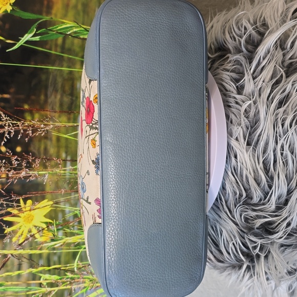 Gucci Floral Canvas Tote Blue Leather Trim Botanical Print Shoulder Bag W/COA - Picture 8 of 15